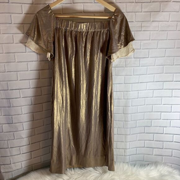 3.1 Phillip Lim Gold Lame Shift Dress Size S - Picture 2 of 3